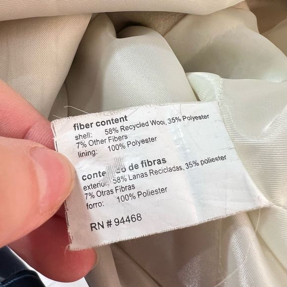 Esprit ivory white wool blend belted button down winter coat size medium - Picture 9 of 11